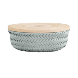 Round basket avec couvercle bambou- HANDED BY-  S eucalyptus