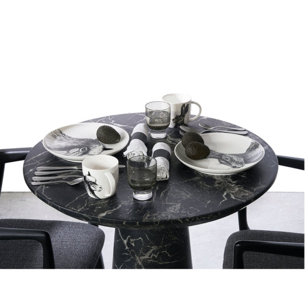 table ronde 70 cm, aspect marbre noir, POLSPOTTEN