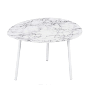 Table basse métal, effet marbre, ovale, LEITMOTIV