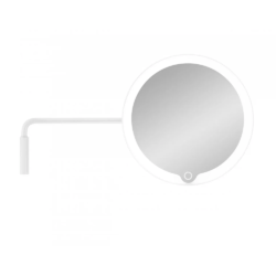 miroir cosmétique LED, 5 X grossissant, recharge par USB, blanc, fixation murale, BLOMUS, série modo.